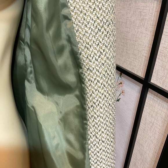 Tulle Avocado and Lime Green Tweed Coat with Fringe - Picture 9 of 11